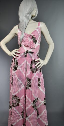 1960s Pink Print Gown