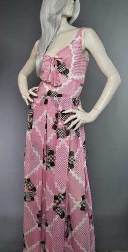 1960s Pink Print Gown